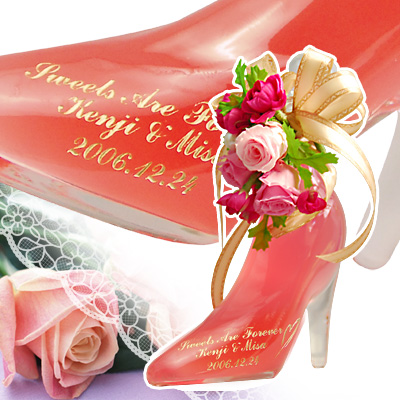 枯れない魔法のお花をつけたかわいいシンデレラの靴 ピンクグレープフルーツ
